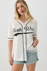 Ardene Oversized Mesh Football Shirt in White | Size Small | Polyester