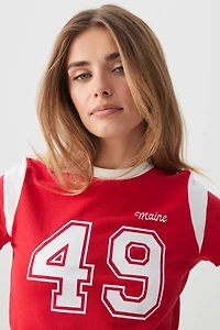 Ardene Graphic Crop T-Shirt in Red | Size | Cotton/Elastane