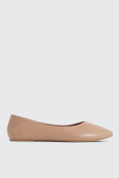Ardene Classic Pointy Flats in Beige | Size | Faux Leather/Faux Suede