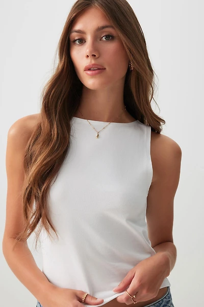 Ardene Effortless 90s Tank in White | Size | Cotton/Elastane | Eco-Conscious