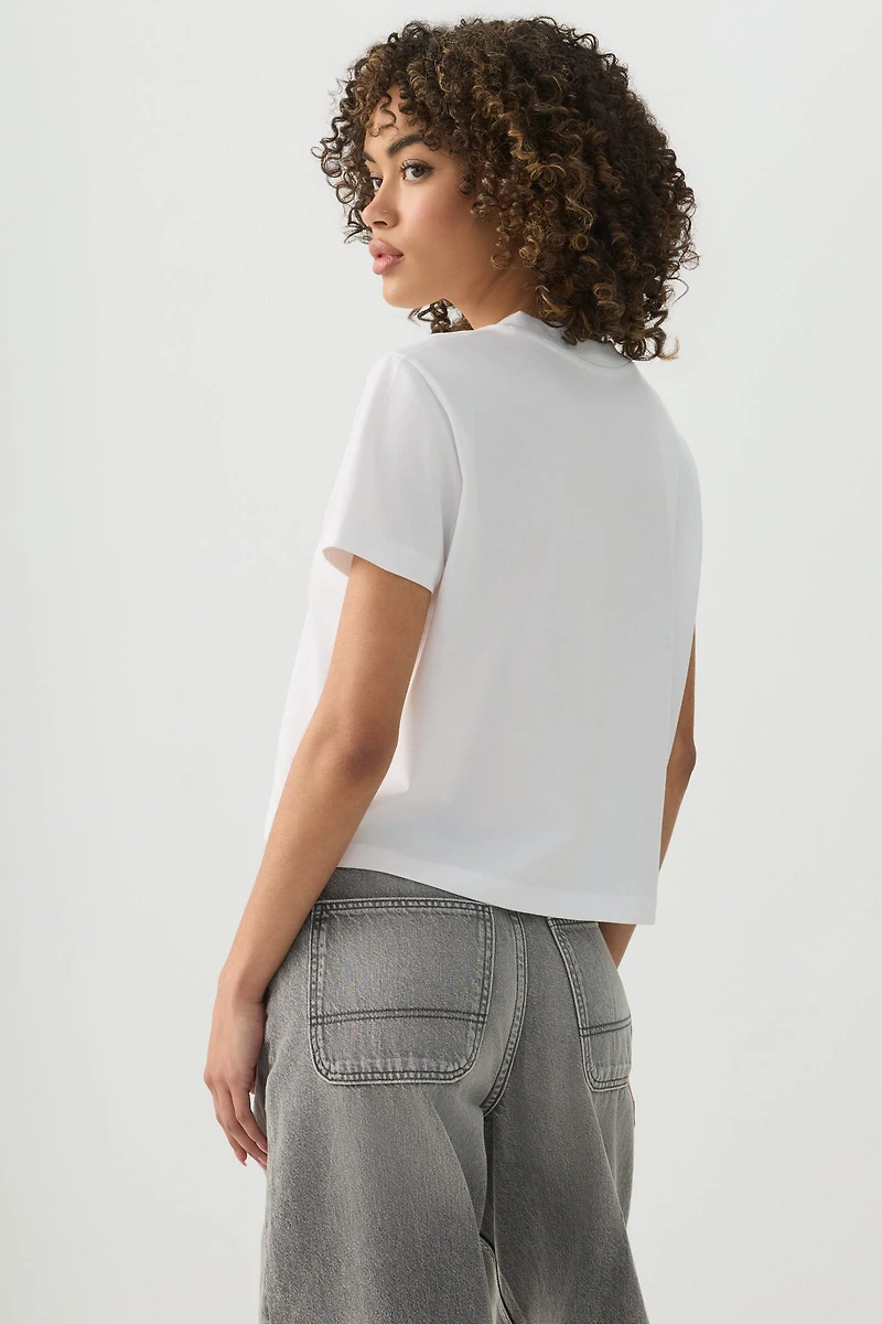 T-shirt court à col V et manches courtes