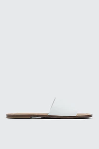 Ardene One Band Flat Sandals in White | Size | Faux Leather