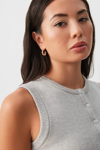 Ardene Button Front Sweater Vest in Grey | Size | Polyester/Rayon/Spandex