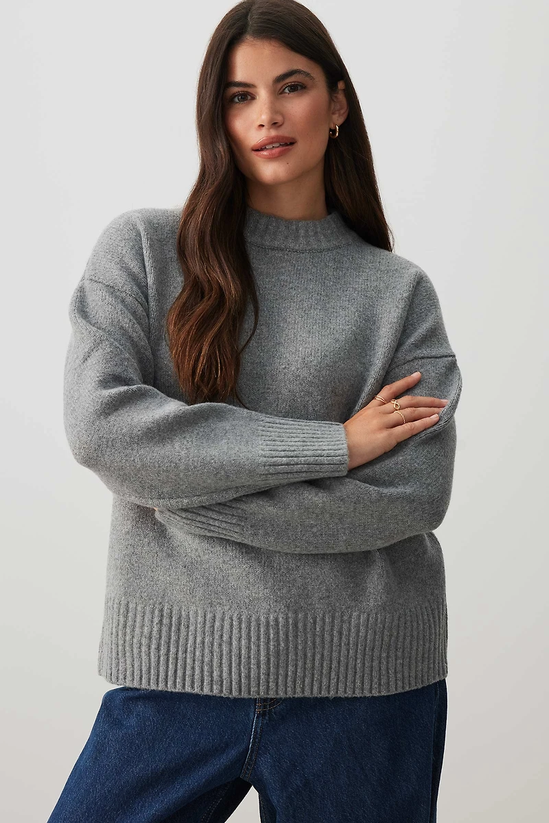 Ardene Long Oversized Sweater in Dark Grey | Size | Polyester/Spandex