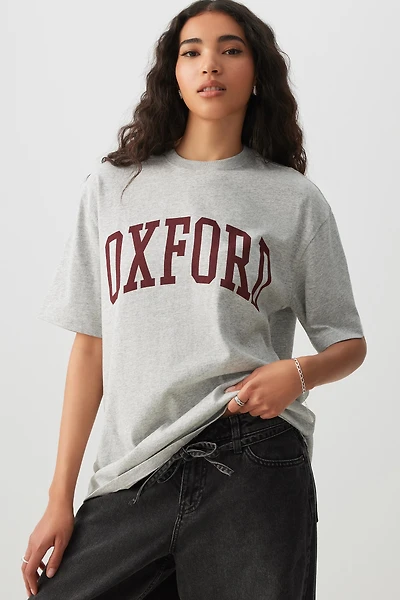 Ardene Oversized Graphic T-Shirt in Grey | Size Small | 100% Cotton