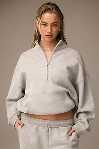 Ardene MADESOFT Fleece Oversized Half Zip Sweatshirt in Oyster | Size | Polyester/Cotton | Eco-Conscious
