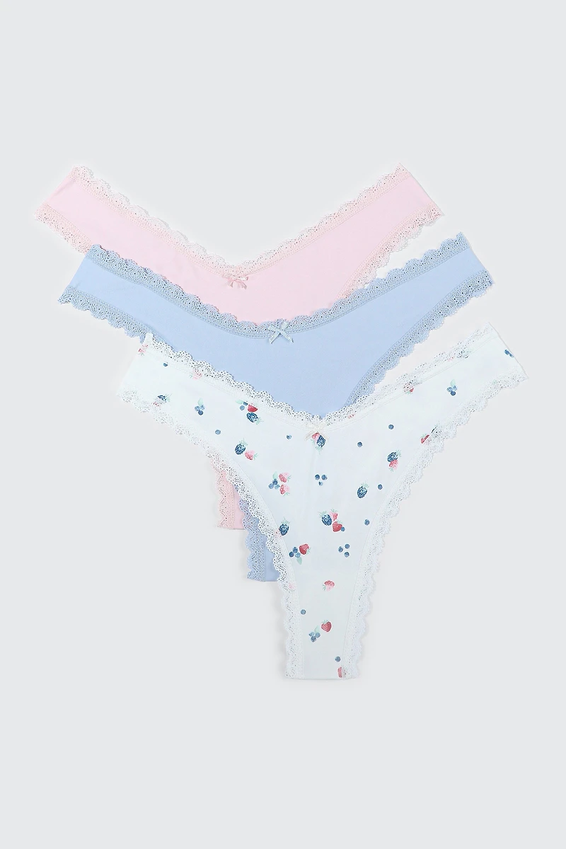 Trio de culottes tanga en microfibre