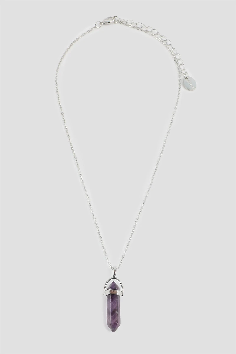 Ardene Necklace with Semi-Precious Stone in Purple