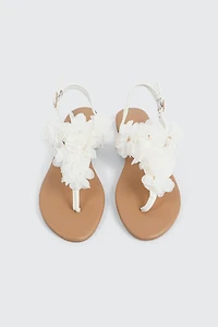 Sandales à bride V et fleurs 3D