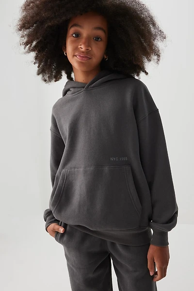 Ardene Kids Solid Hoodie in Dark Grey | Size | Polyester/Cotton | Fleece-Lined