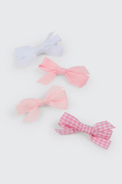 Ardene Kids 4-Pack Mini Hair Bow Clips in Light Pink