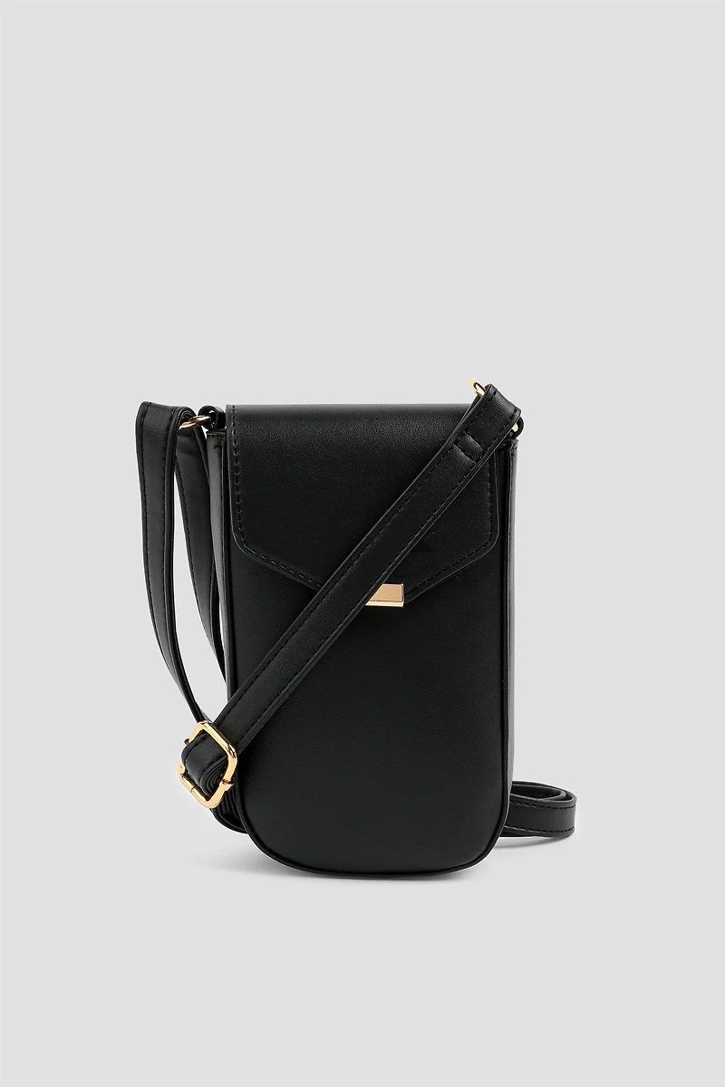 Ardene Faux Leather Phone Bag in Black | 100% Recycled Polyester/Faux Leather | Eco-Conscious