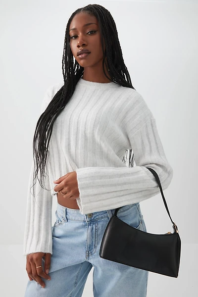 Ardene Faux Leather Shoulder Bag in Black | Faux Leather/Polyester