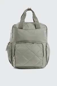 Ardene Nylon Backpack with Quilted Pocket in Sage | 100% Recycled Polyester | Eco-Conscious