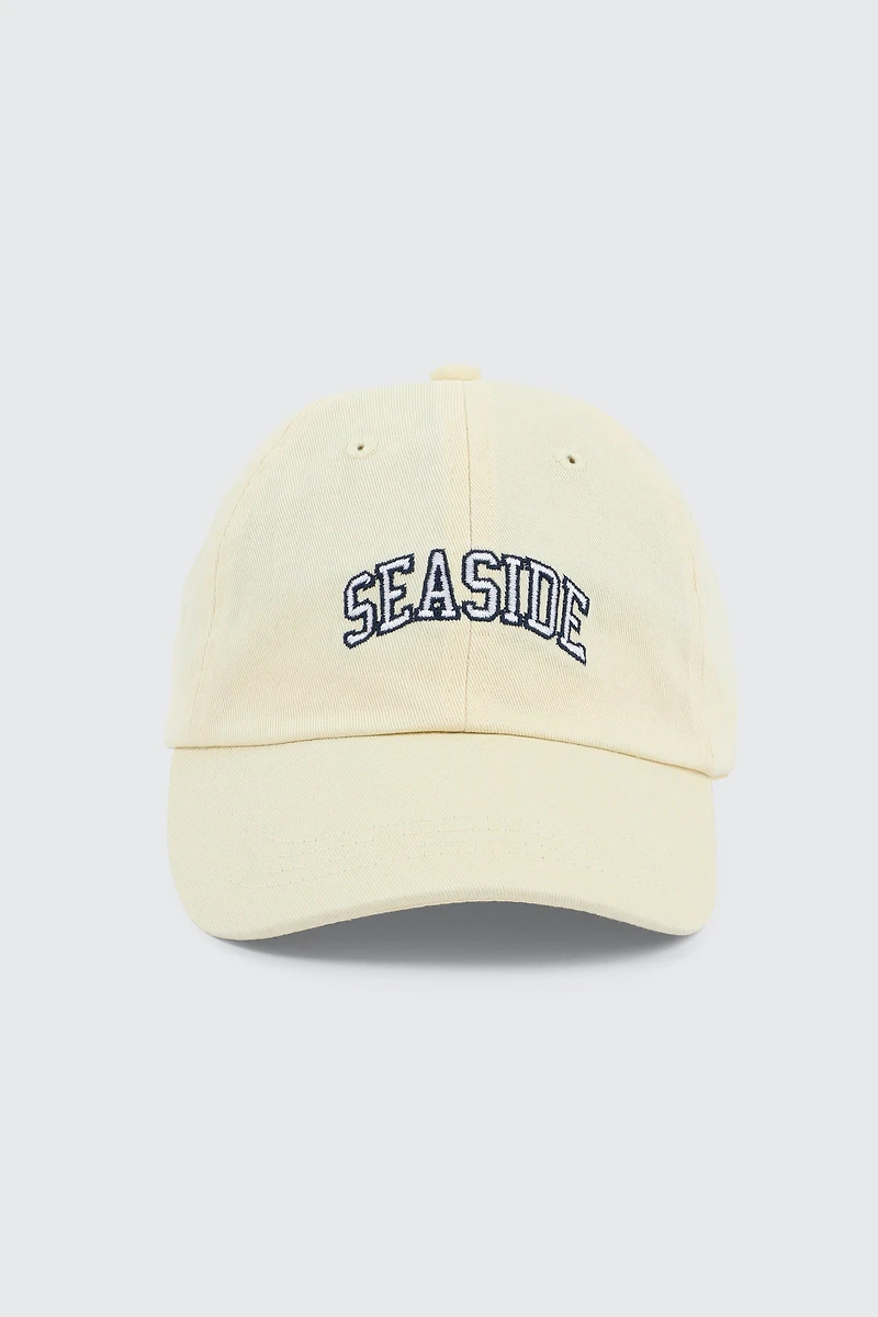 Ardene Embroidered Cap in Light Yellow | 100% Cotton