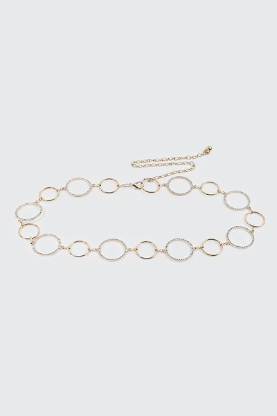 Ardene Rhinestone Ring Chain Belt in Gold