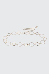 Ardene Rhinestone Ring Chain Belt in Gold