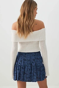 Jupe-short fluide à taille smockée