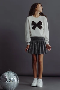 Ardene Kids Shirred Waist Shiny Mini Skirt in Dark Grey | Size | Polyester/Elastane