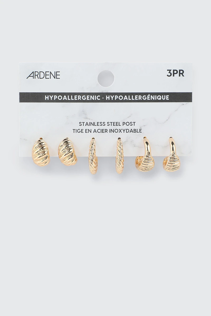 3 paires d'anneaux nervurés