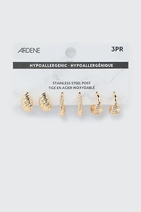 3 paires d'anneaux nervurés