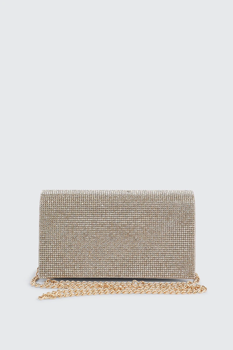Ardene Shiny Envelope Clutch in Gold | Polyester