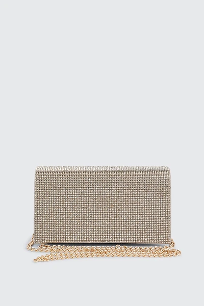 Ardene Shiny Envelope Clutch in Gold | Polyester