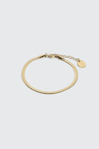 Ardene Stainless Steel Herringbone Chain Bracelet in Gold