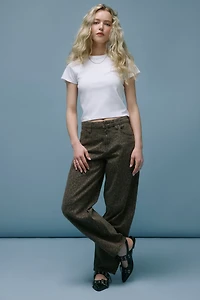 Ardene The Indie High Rise Barrel Jean in Brown | Size | 100% Cotton