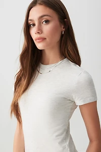 Ardene Effortless Everyday T-Shirt in Light Grey | Size Large | Cotton/Elastane | Eco-Conscious