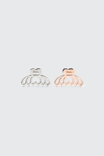 Ardene 2-Pack Heart Cutout Hair Claw in Silver