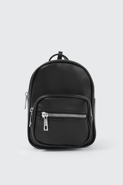 Ardene Small Faux Leather Backpack in Black | 100% Recycled Polyester/Faux Leather | Eco-Conscious