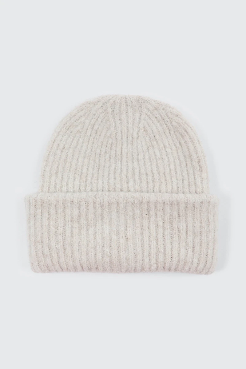 Ardene Chunky Knit Beanie in Off-White | Polyester/Nylon/Elastane