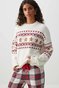 Ardene Gingerbread Man Sweater in White | Size | Polyester/Elastane