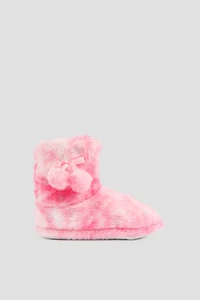 Ardene Kids Bootie Slippers with Pompoms in Light Pink | Size