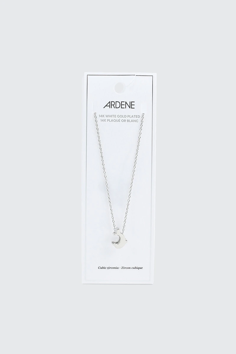 Collier dauphin plaqué or blanc 14K