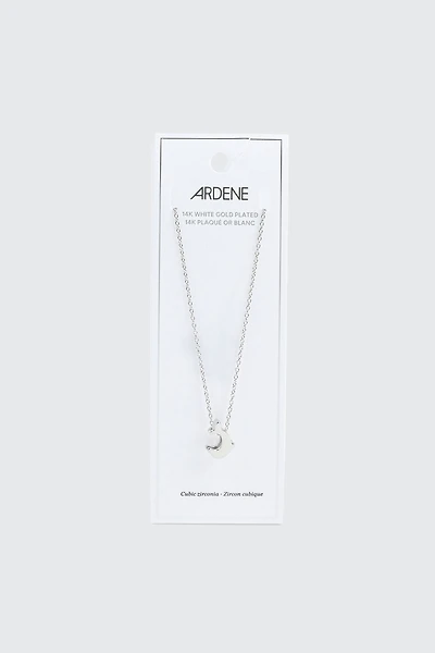 Collier dauphin plaqué or blanc 14K
