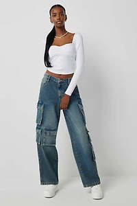 Haut à manches longues et coutures bustier