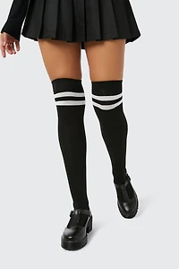 Ardene Striped Over-the-Knee Socks in | Polyester/Spandex