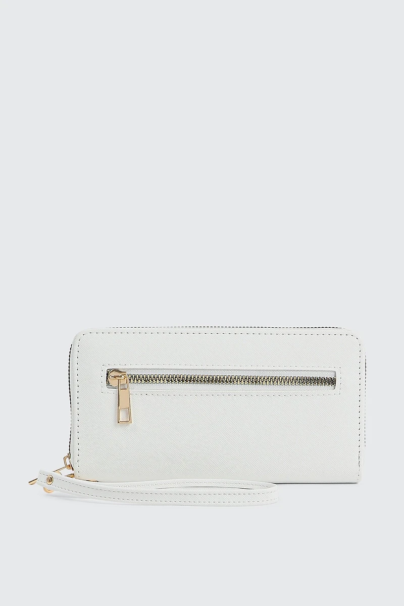 Ardene Accordion Wallet in White | Faux Leather/Polyester