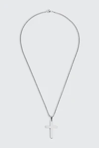Ardene Man Stainless Steel Cross Pendant Chain Necklace For Men in Silver