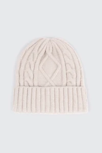 Ardene Cable Knit Beanie in Off-White | Nylon/Spandex