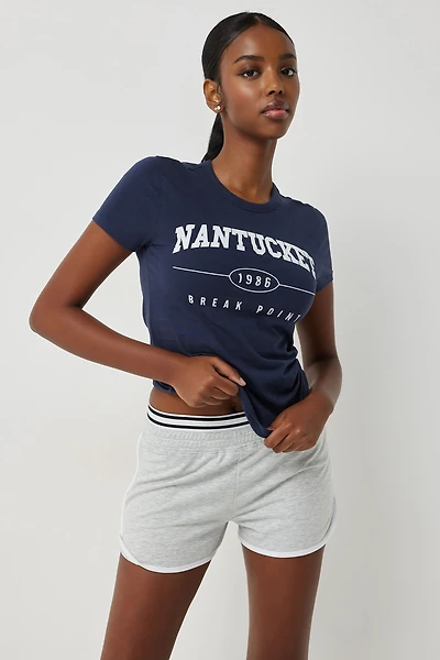 Ardene Dolphin Shorts with Exposed Elastic in Light Grey | Size | Polyester/Spandex/Cotton