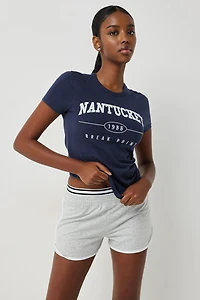 Ardene Dolphin Shorts with Exposed Elastic in Light Grey | Size | Polyester/Spandex/Cotton