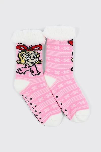 Ardene Cindy Lou Slipper Socks in Light Pink | Polyester