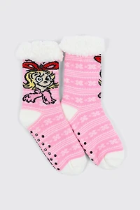Ardene Cindy Lou Slipper Socks in Light Pink | Polyester