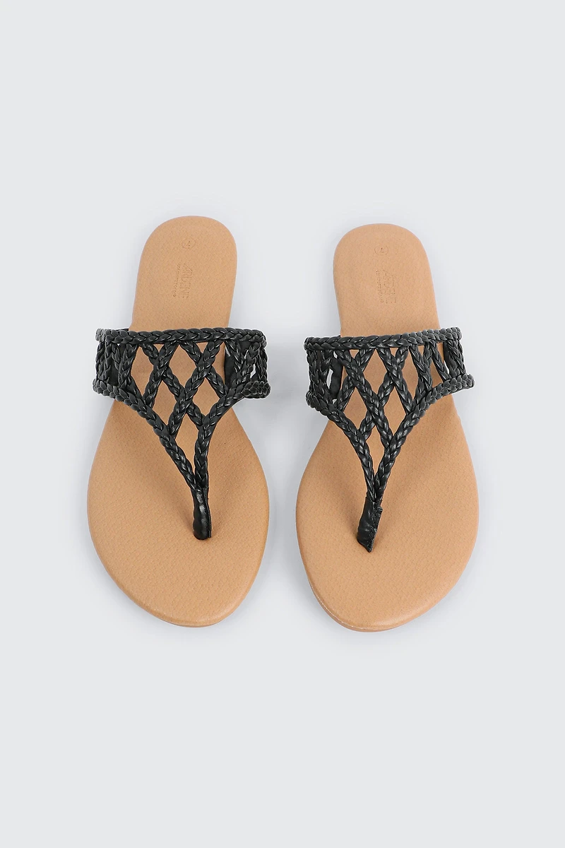 Sandales à bride en V tressée