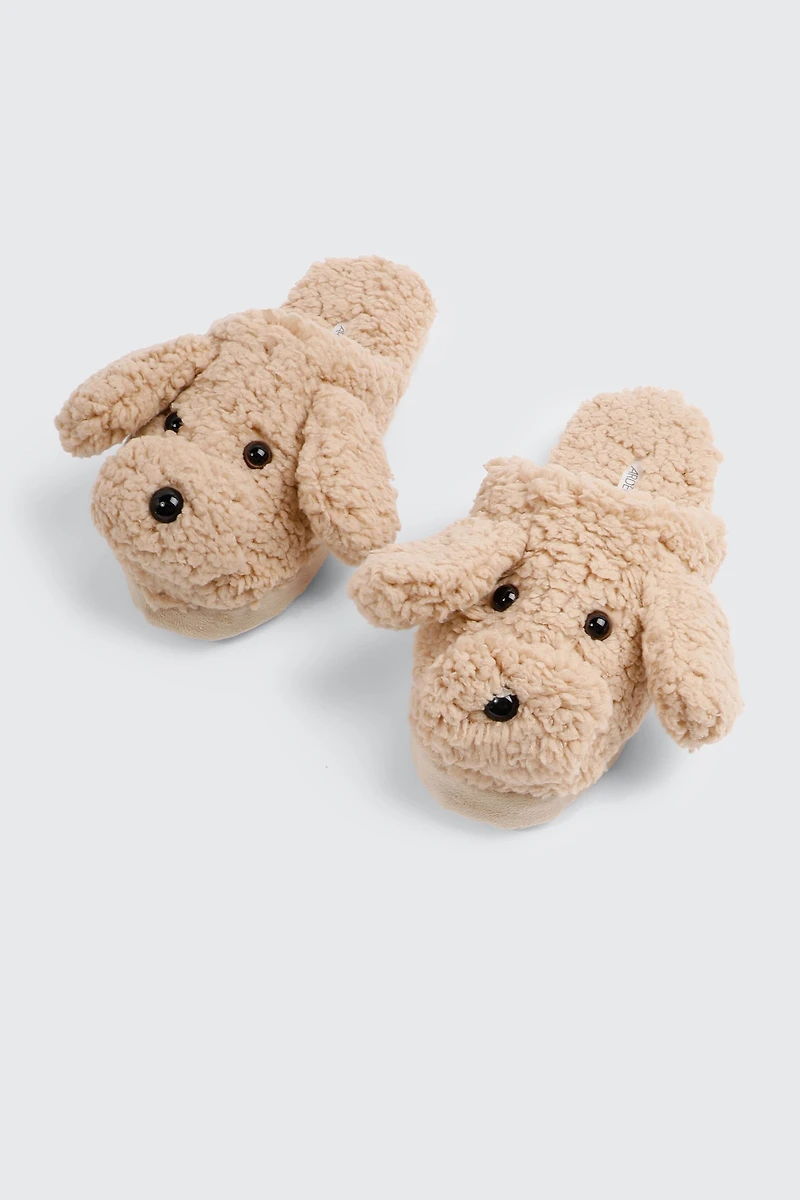 Pantoufles chien en polaire berbère