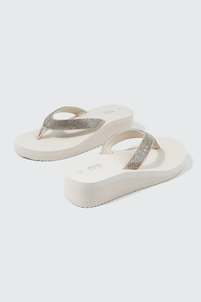 Sandales de plage compensées à strass