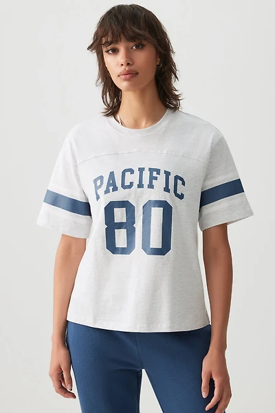 Ardene Relaxed Football T-Shirt in Saltstone Grey | Size | 100% Cotton